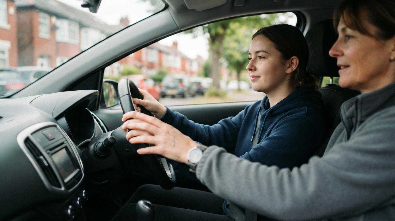 Female driving instructor with pupil