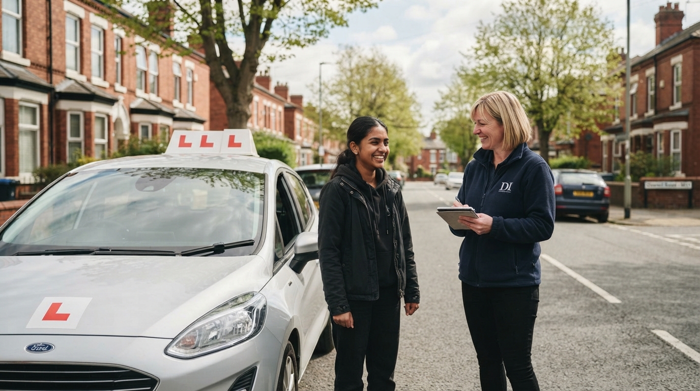 Female driving instructor with pupil